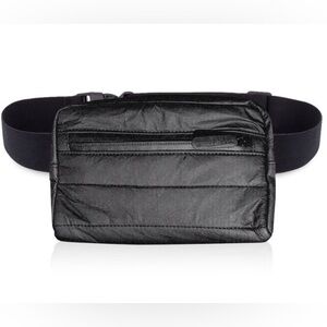 Hi Love Travel Puffer Fanny Pack in Shimmer Black in EUC